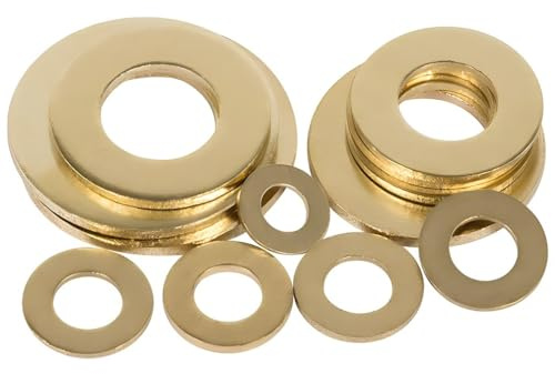 Rummyluck Brass Flat Washers Round Seal Washer Spacer M8x16x0.8mm (60 pcs)