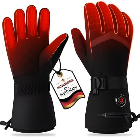 SOUCCESS Beheizbare Handschuhe – 6000 mAh Akku, 3 Heizstufen, Wasserdicht & Winddicht, Touchscreen-kompatibel, Unisex Thermo-Handschuhe für Skifahren, Motorrad, Angeln, Outdoor & Alltag (XL)