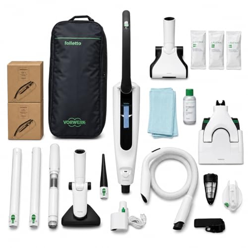 VORWERK FOLLETTO VK7S – Aspirapolvere Cordless Senza Fili con Batteria, Caricabatteria, Sacchetti e Granuli Profumati (KIT: Multi EB7s + Pulilava SP7s + 12 Sacchetti + Pack Auto + Borsa Accessori)