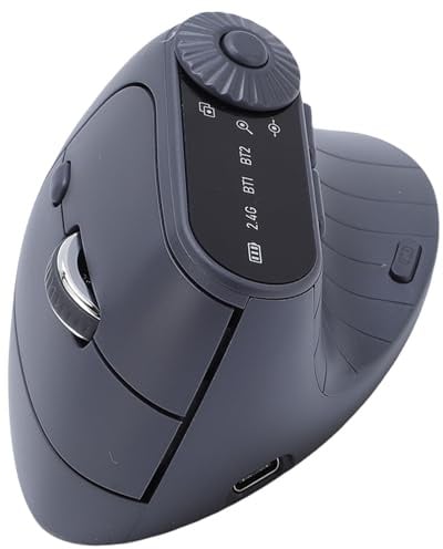Bewinner Souris sans Fil Verticale Ergonomique avec Bluetooth et Double Mode 2,4 GHz, DPI Réglable 1000-2400, Silencieux Rechargeable 500 MAh, écran LED pour Ordinateur Portable de Bureau