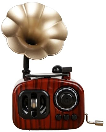 Pjeghbvop Multifunktionale nostalgische Spieluhr, Grammophon Nachbildungen, Handkurbel Mechanismus, Phonograph, musikalische Verzierung, Geburtstagsgeschenk, manuelle Kurbel Spieluhr ohne Batterie