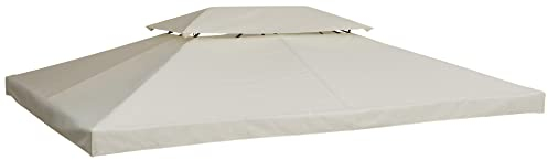 Outsunny Ersatzdach Pavillondach für Metallpavillon Gartenpavillon mit Leckageöffnung Partyzelt Gartenzelt Polyester 4x3m Cremeweiß