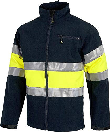Work Team Workshell Combinado con Cintas Reflectantes. Hombre Marino+Amarillo A.V. L