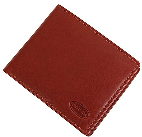 BOCCX Mini Geldbörse Slim Wallet mit Münzfach echt Leder Geldbeutel Braun