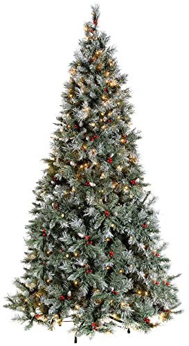 WeRChristmas Pre-Lit Scandinavian Blue Spruce Christmas Tree with 200 Chasing Warm LED Lights, 5 feet/1.5m