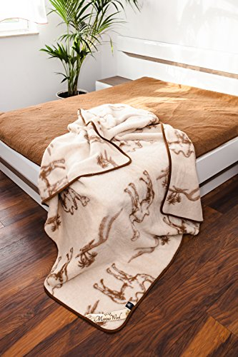 Naturhaar Wolldecke 100% Merino Wolle 200x200cm Alpaka Schurwolle Bettdecke Elegance Light Kamelhaar Neuseeland