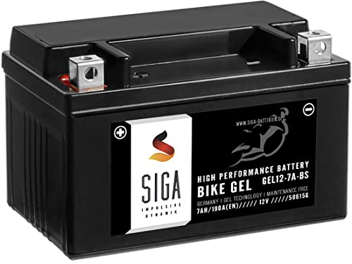 SIGA GEL Motorradbatterie 12V 7Ah 190A/EN Gel Batterie YTX7A-BS Gel12-7A-BS YTX7A-4 CTX7A-BS GTX7A-BS 50615LF