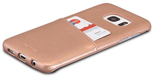 CASEZA Cover Galaxy S7 Edge Similpelle Hamburg Oro Rosa - Eccellente in Pelle sintetica a Portafoglio Custodia posteriore per Samsung Galaxy S7 Edge Originale - Ultra Sottile con Porta carte