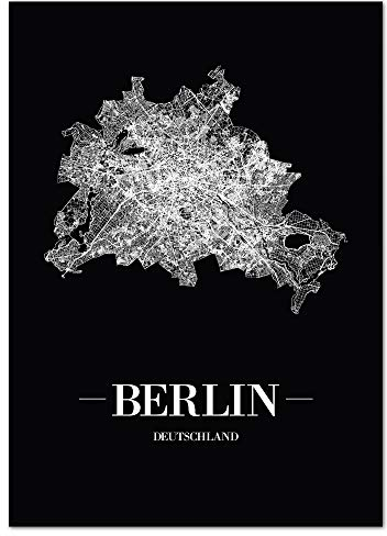 JUNIWORDS Stadtposter - Wähle Deine Stadt - Berlin - 21 x 30 cm Poster - Schrift A - Schwarz
