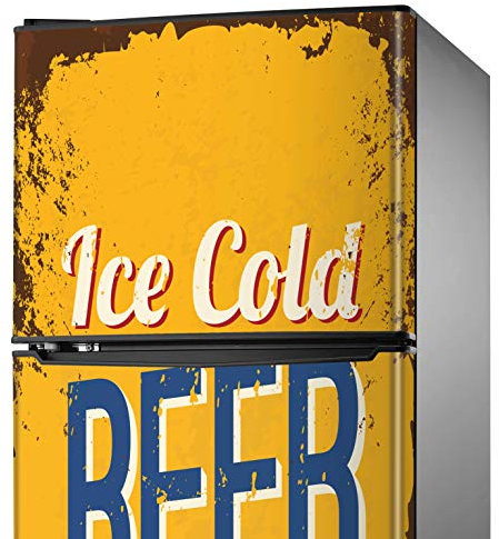 MEGADECOR Dekorativer Aufkleber für Kühlschrank mit Motiv Biertrinker 'Ice Cold Beer', verschiedene Größen (200 cm x 60 cm)