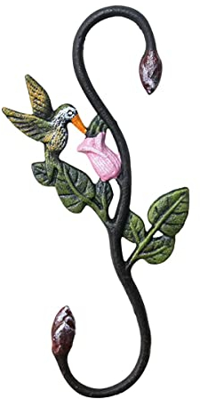 TentHome Blumenhaken Laternenhaken Verlängerungshaken Dekohänger Aufhänger Blumentopf mit Blätter-Motiv, Metall S Haken Garten Rustikal Hängende Halter für Pflanzen, Blumenampel, Gartengeräte (Vogel)