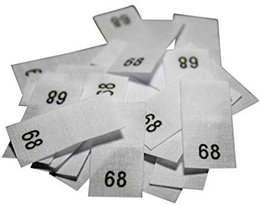 Hödtke Vertrieb 25 Textiletikettenetiketten in verschiedenen Ausführungen von Größe 34 bis 176 auf Mischband (68)