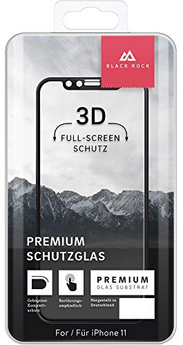 Hama Black Rock 3D Schutzglas Schott 9H (für iPhone 11, SCHOTT 3D, Schutzklasse 9, Tempered Glass Type 9H) transparent/schwarz