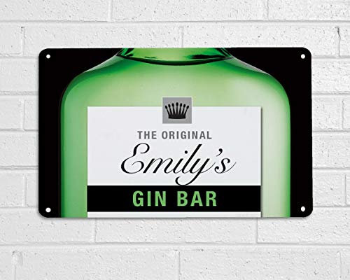 Personalised Gin bar sign, bottle bar A4 metal sign pub plaque wall art