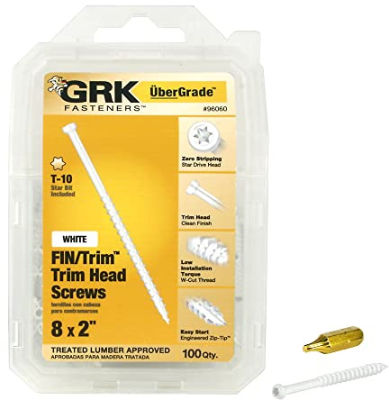 GRK 96060#8 x 2 FIN/Trim™ Finishing Trim Head Screws - White 100 Count