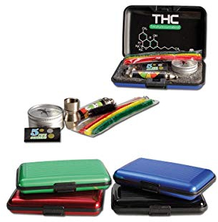 BREIT Handpfeife, Pur-Pfeife | Etui-Set mit Onehitter, Kawumm, Reinigungs-Bürste, Pfeifenreinigern, Pfeifensieben, Vorratsdose, Glasfläschchen | Metall | von bong-discount