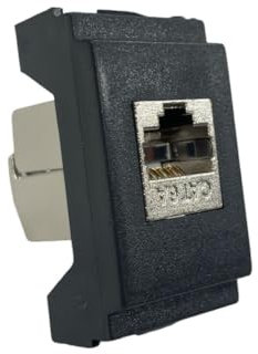 Frutto rj45 FTP schermata cat.6a compatibile vimar idea presa modulare 8 poli per cavi ethernet connessione a crimpare senza attrezzi, colore nero