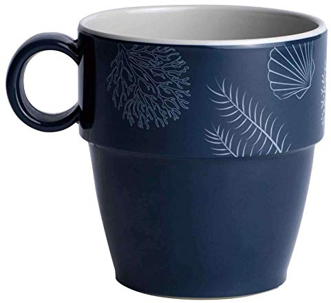 Coffee Pot Mug, Melamine, Navy White - Living Series Single