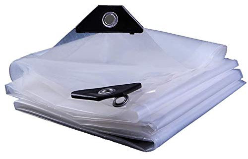 QIAOH Lona Impermeables Transparentes 4x4m, Lona Transparente, Lona PVC por Metros, Lona con Ojales Protector Balcón, Toldo Aislamiento Térmico Prueba Polvo