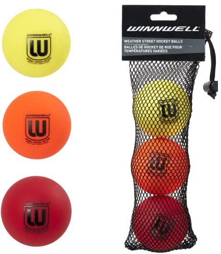 Winnwell Street Hockeyball – Variety Pack für alle Wettersituationen | Weiche, mittlere und harte Dichte Bälle | niedrige Sprungkraft für Straße, Straße, Keller, Auffahrt Hockey (3er-Pack)