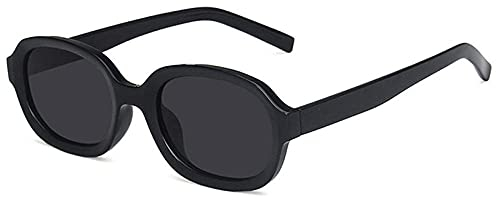 WQZYY&ASDCD Sonnenbrille Herren Damen Retro Sonnenbrillen Frauen Kunststoff Oval Frame Brillen Männer Schwarz Sonnenbrillen Weibliche Brillen Männlich-Schwarz