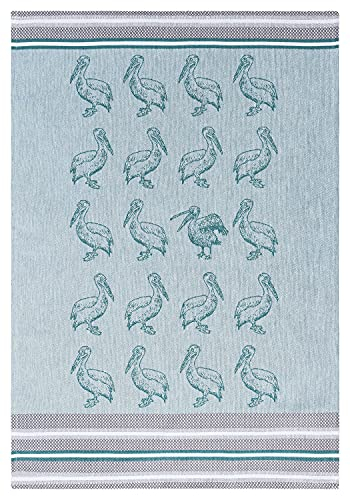 Moon Luxury 4er Pack Geschirrtücher, Küchentücher ca. 50x70 cm aus 100% Baumwolle mit Pelikan Muster (Petrol)