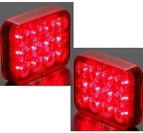 AGRISHOP 2xLED Rot Nebelschluß-Leuchte Beleuchtung 12v24v 2.4w für Anhänger mit Zulassung E-MARK,KfZ 12LEDs Nebel lampe Nebelleuchte,Rückleuchten Anhänger Heckleuchten Wasserdicht für Wohnwagen LKW