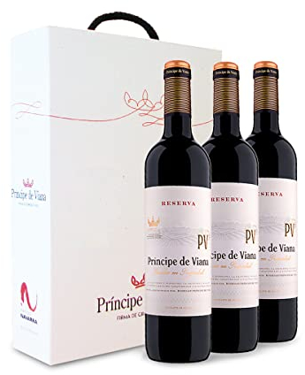 Príncipe de Viana - Vino tinto Príncipe de Viana Reserva - Estuche 3 botellas de vino x 750 ml - D.O. Navarra - Tempranillo - 14% Vol