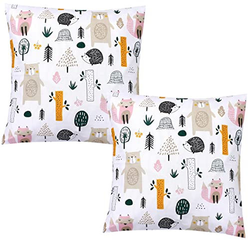 TupTam Kinder Kissenbezug Dekorativ Gemustert mit Hotelverschluss 2er Set, Farbe: Waldtiere, Größe: 50 x 50 cm