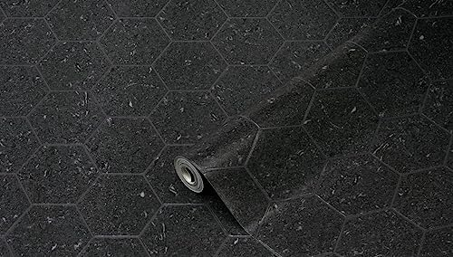 d-c-fix Wandbelag Ceramics - Wandtapete Fliesentapete Fliesenspiegel Tapete Design Renovierung Upcycling Wand Küche Bad Schlafzimmer Wohnzimmer Waschküche - Dark Hexagon 67,5 cm x 4 m