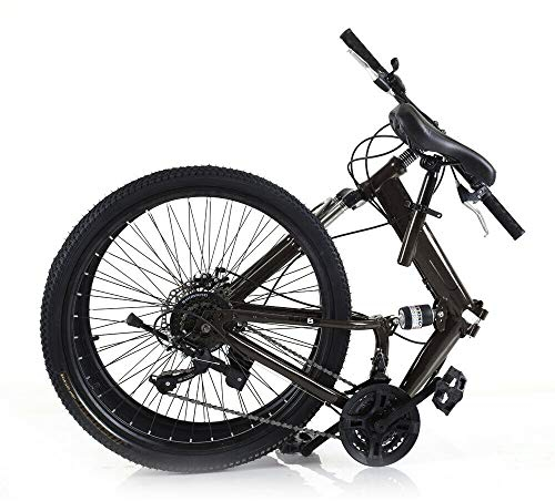 Bathrena Klappfahrrad Mountainbike, 26 Zoll Faltrad Klapprad Fahrrad 21 Gang Damen Jungen Camping-Faltrad Lastgewicht 150kg Einstellbare Sitzhöhe