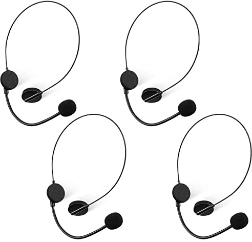 Cuffie con microfono nero per giocattolo, accessorio per costume, accessorio per costume hippie, accessori per costume in plastica, cuffie finte per giocattoli, accessori per il trucco (4 pezzi)