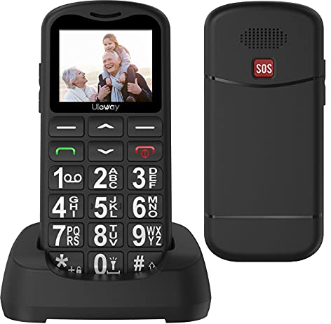 GSM Telefono Cellulare per Anziani, Facile da Usare Cellulare per Anziani con Tasti Grandi, Volume Alto, Funzione SOS, Doppio SIM, Base di Ricarica, Chiamata Rapida, Torcia, Sveglia, 800mAh Batteria