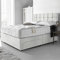 DBZ BEDS Reinforced Double Bed Set 4 FT 6 with 2000 Series Mattress - White Crushed Velvet Divan Beds Set with Various Storage Options – 26 Inch Headboard with Chrome Glider Feet (Double)