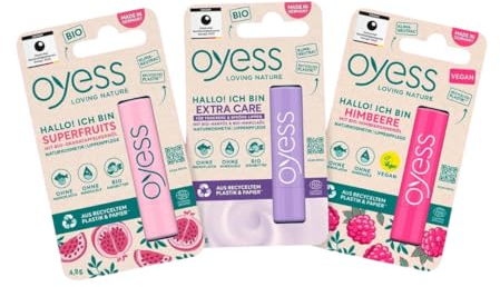 OYESS Team Pink, 3x natürliche Lippenpflege, 3x4,8g