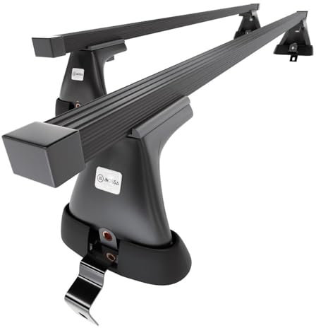 Mossa - Stahl-Dachträger kompatibel mit Renault Megane mk III Hatchback (2008-2016) - schwarz Dachträger Dachgepäckträger - ohne Montagelemente