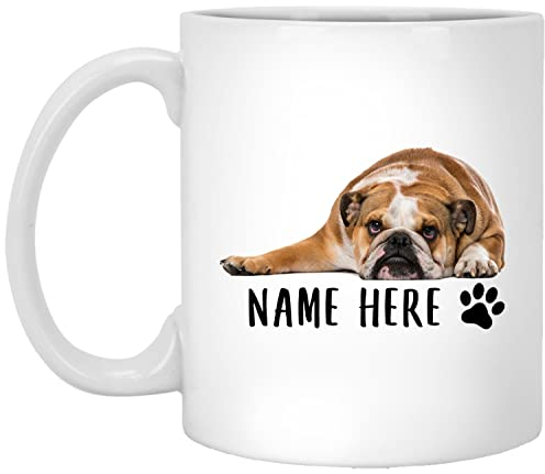 Tazza Da Caffè Bulldog Inglese Marrone Sdraiato Testo Personalizzato Tazza In Ceramica Divertente Tazza Da Tè Nostalgic-Art Tazza Regalo Per Amici Ragazzi Figlia 330 ML