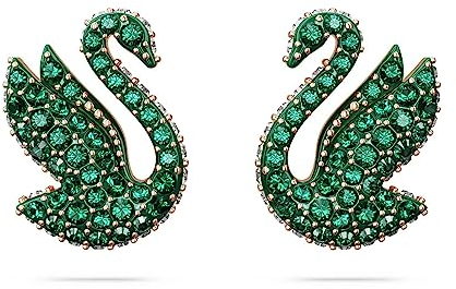 Iconi Swan Swarovski Damen-Ohrstecker grün rosévergoldet 5650063, Large, Metall, Swarovski