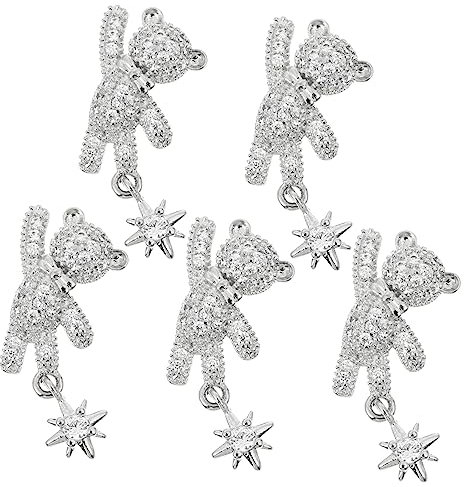 minkissy 5pcs Bow Nail Polish Studs for Cute Manicure Designs Featuring Bowknot and Bear Shapes for Nail Art Decorations and Party Supplies