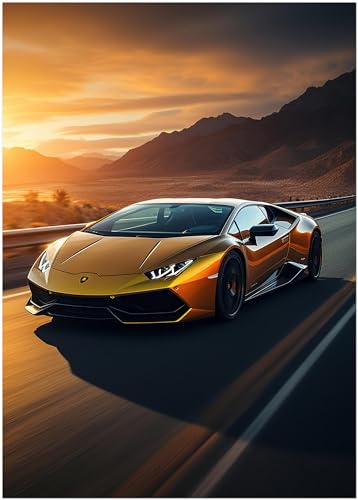 Generisch Auto Poster oder Leinwand - Lamborghini Aventador Highway Sportwagen - Illustration Wandbild Kunstdruck P431N (Poster, 70x100 cm)