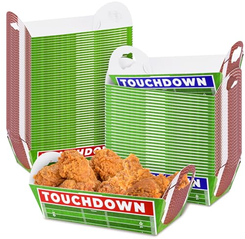 EPHYO Superbowl Einweg-Serviertabletts für Snacks, Chips, Fußball-Motto-Party-Zubehör, Geschirr für Grill, Picknick, Sport, Spieltag, Dekoration, 144 Stück