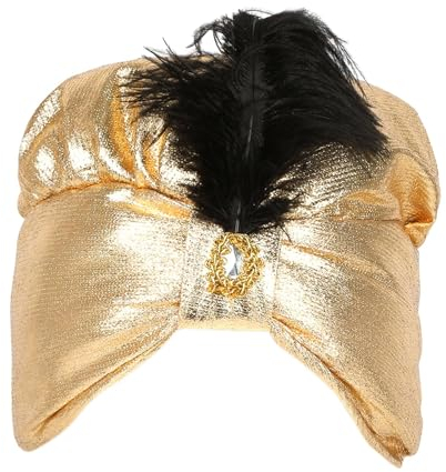 Oshhni Indische Sultan-Turban-Hüte, Prinzenhut, Plissierte indische Mütze, Kopfbedeckung, Sultan-Hut, Kopfwickel für Mottoparty, Cosplay, Abschlussball,