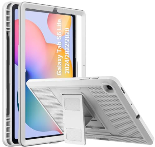 MoKo Case for Samsung Galaxy Tab S6 Lite 10.4 Inch 2024/2022/2020 (SM-P620/P625/P613/P619/P610/P615),Shockproof Full Body Rugged Hybrid Cover with Screen Protector & Pencil Holder, Gray
