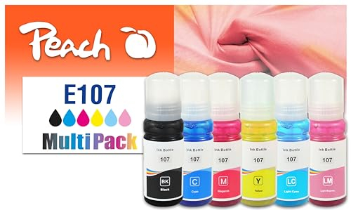 Peach E107 Spar Pack Tintenflaschen 2 x Cyan ersetzt Epson No. 107, T09B1, T09B2, T09B3, T09B4, T09B5, T09B6 für z.B. Epson EcoTank ET -18100