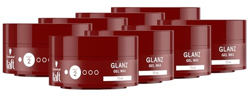 Schwarzkopf TAFT Gel Wax Strahlender Glanz (8x 75ml), Haarwax für glänzendes Finish, schonend für Haar und Kopfhaut, veganes, Haarstyling-Gelwax