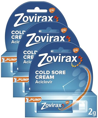 Zovirax Cold Sore Treatment Cream, Pump Dispenser, 2 g (Pack of 3)