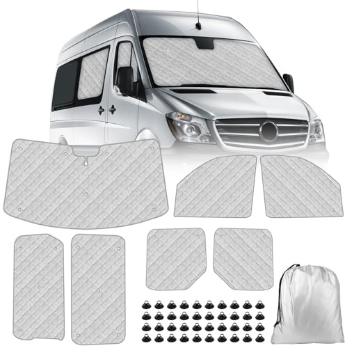 7 Piezas Parasol del Parabrisas Automóvil Reemplazo para Mercedes Sprinter 2019-2023, Cabina del Conductor, Cubierta de Parasol Automóvil, legable Forro Negro