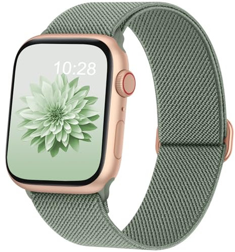DigiHero Compatible with Apple Watch Straps 38mm 40mm 41mm 42mm 44mm 45mm 46mm 49mm, Adjustable Elastic Stretchy Nylon Sport Solo Loop Replacement Straps for iWatch Series 10/9/8/7/6/SE/Ultra Green S