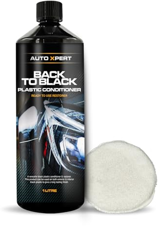 Star Brite Auto Xpert Back to Black Plastic Conditioner, Multifunctional Product Designed to Restore and Condition Black Plastic Surfaces. 1 Litre with Applicator Pad.