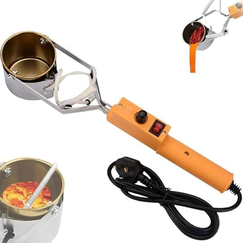 QYOEGSQ Handheld Electric Lead Melting Solder Pot,Portable Melting Furnace Soldering Crucible with Handle,Temperature Adjustable To 450℃,for Fishing Molds Metal Pendants DIY Crafts(200w)
